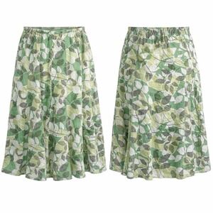 JM Collection 100% Linen Skirt Midi Botanical A-Line Sz 12 Coastal Grandmother